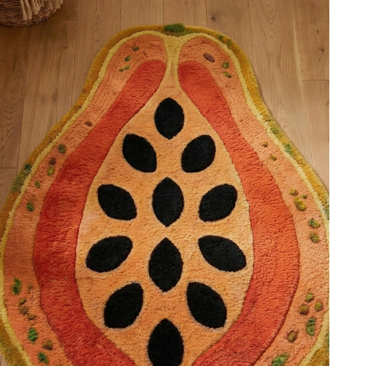 Papaya Fruit Shaped Rug – Hand Tufted Novelty Kitchen Rug – image 8