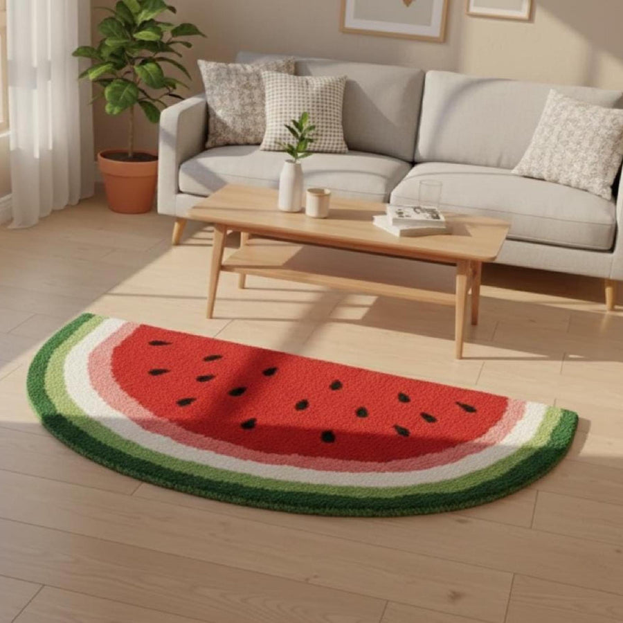 Red Watermelon Slice Rug – Hand Tufted Kawaii Kids' Wool Rug – image 5