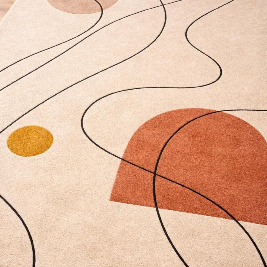 Terracotta Boho Abstract Rug – Hand Tufted Mid Century Modern Rug – image 3