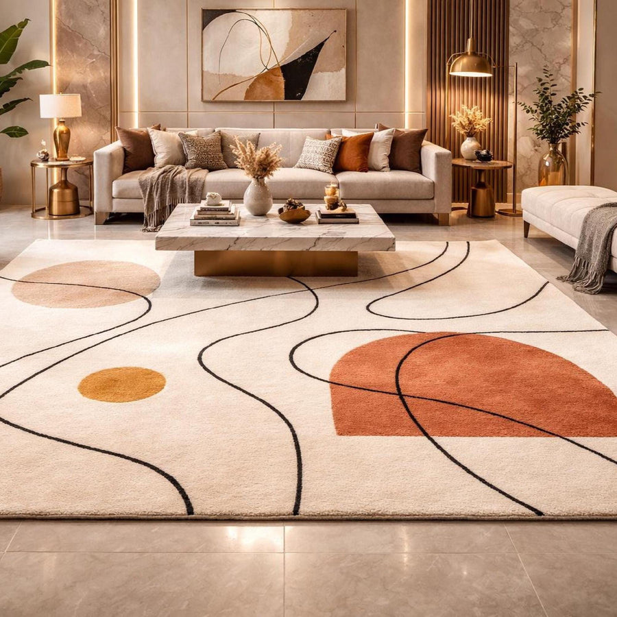 Terracotta Boho Abstract Rug – Hand Tufted Mid Century Modern Rug – image 5