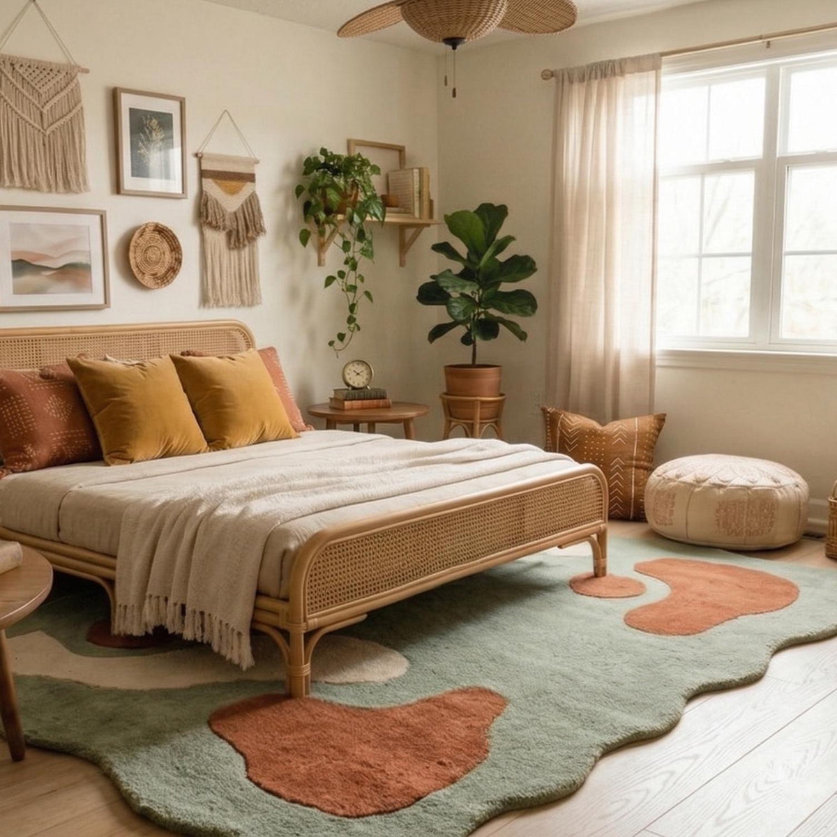 Sage Green Organic Shape Rug – Hand Tufted Abstract Wool Rug – image 7