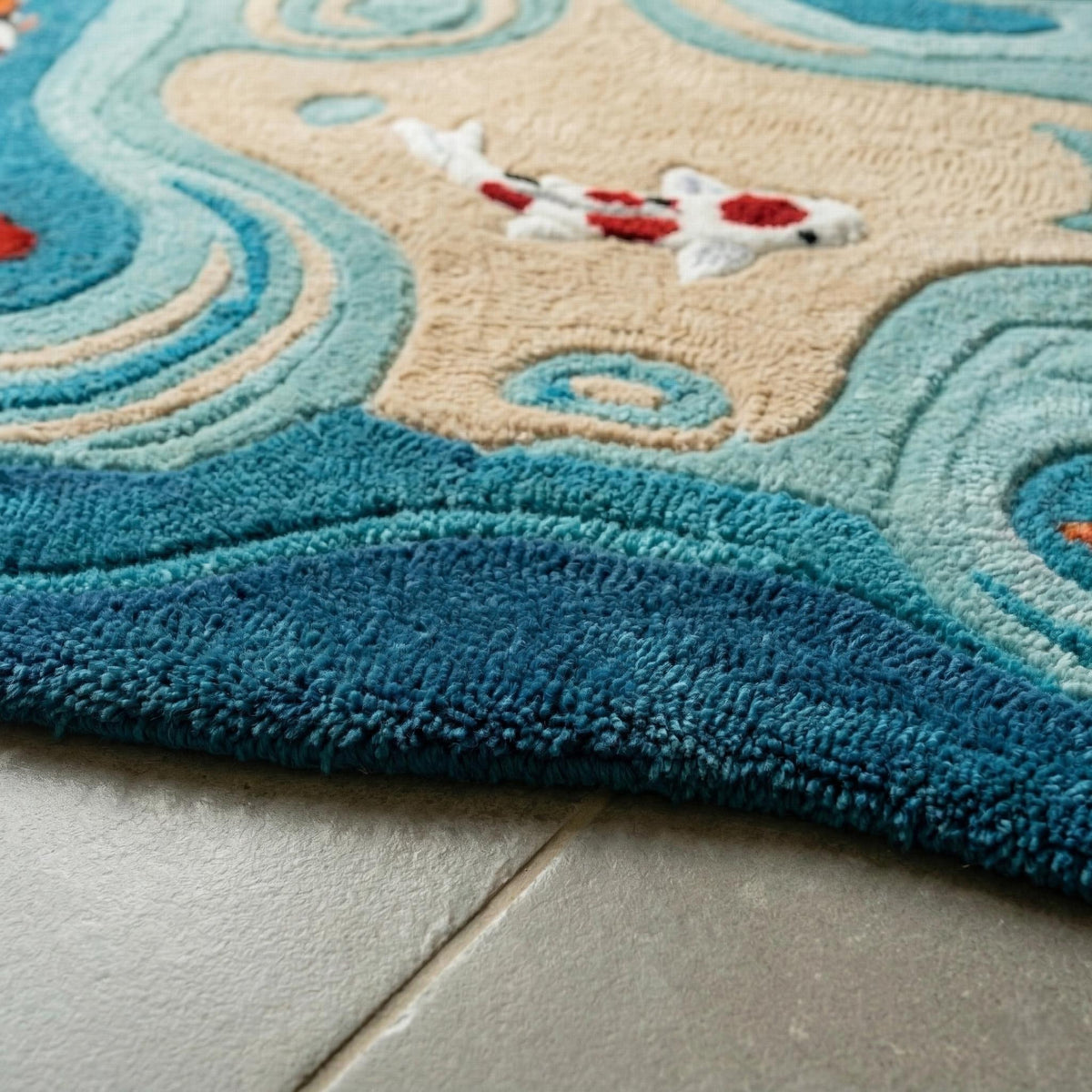 Koi Pond Wool Rug – Hand Tufted Japanese Zen Living Room Rug – image 2