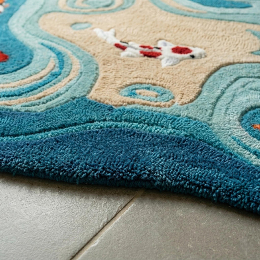 Koi Pond Wool Rug – Hand Tufted Japanese Zen Living Room Rug – image 2