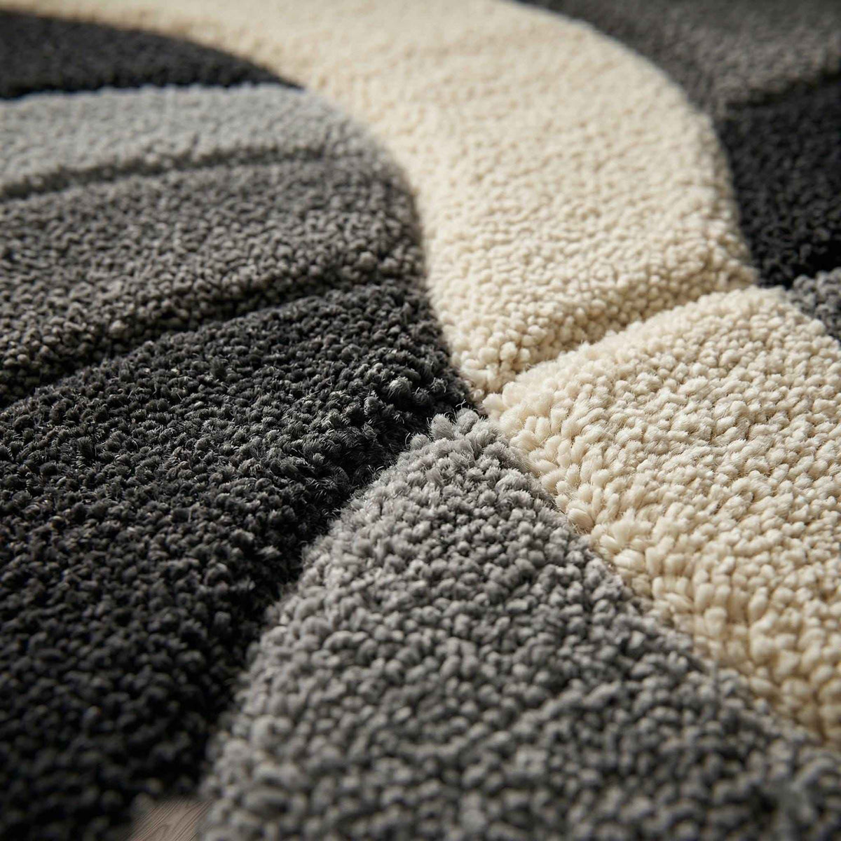 Ivory and Black Abstract Sculptural Rug – Hand Tufted Wool Rug – image 3