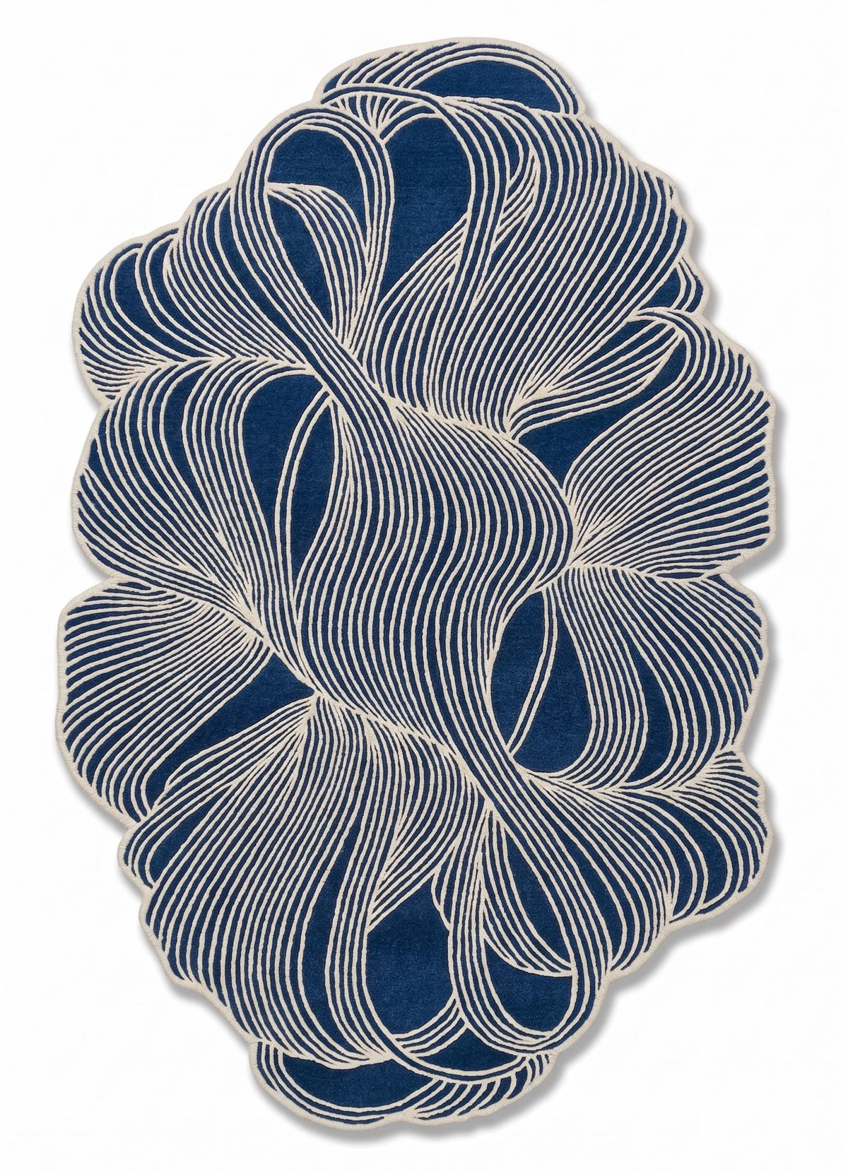 Blue Abstract Wool Runner – Hand Tufted Sculpted Hallway Runner – image 6