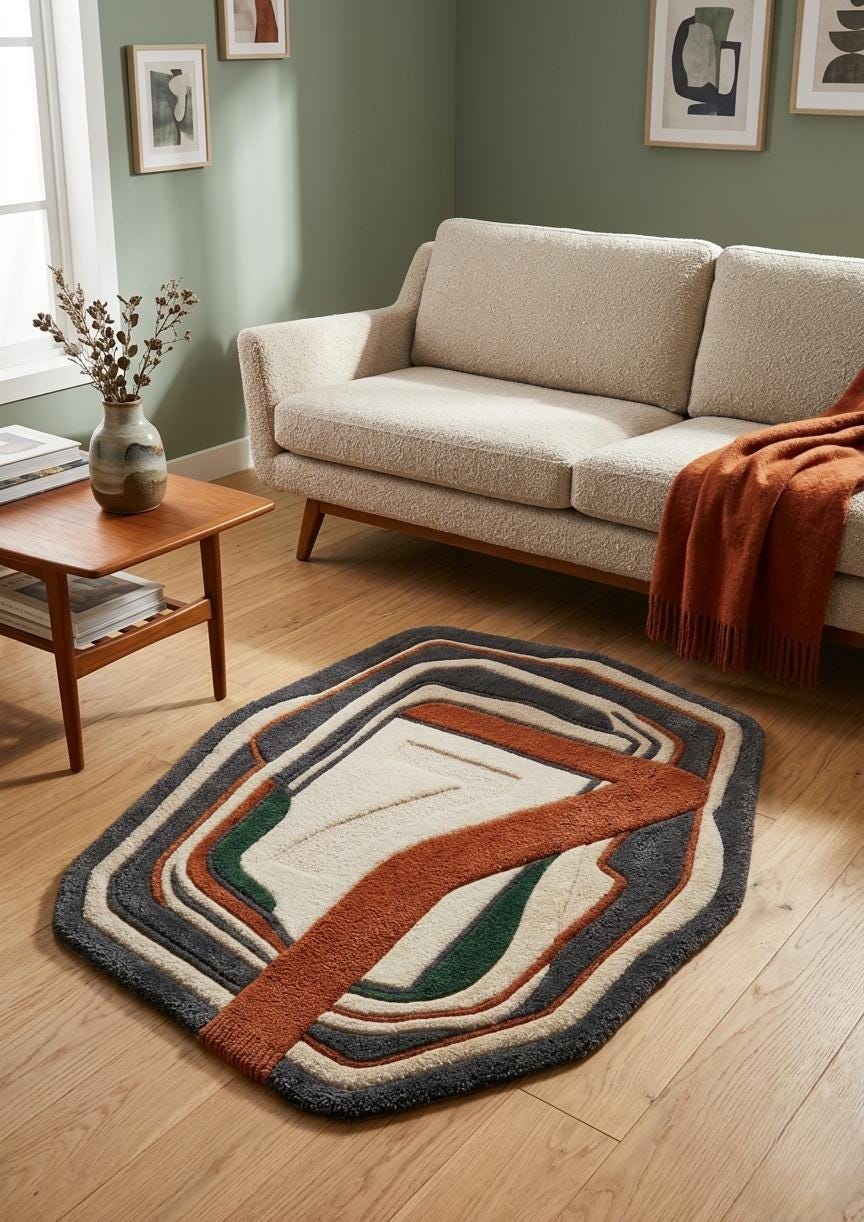 Contemporary Geometric Wool Rug – Hand Tufted Statement Area Rug – image 6