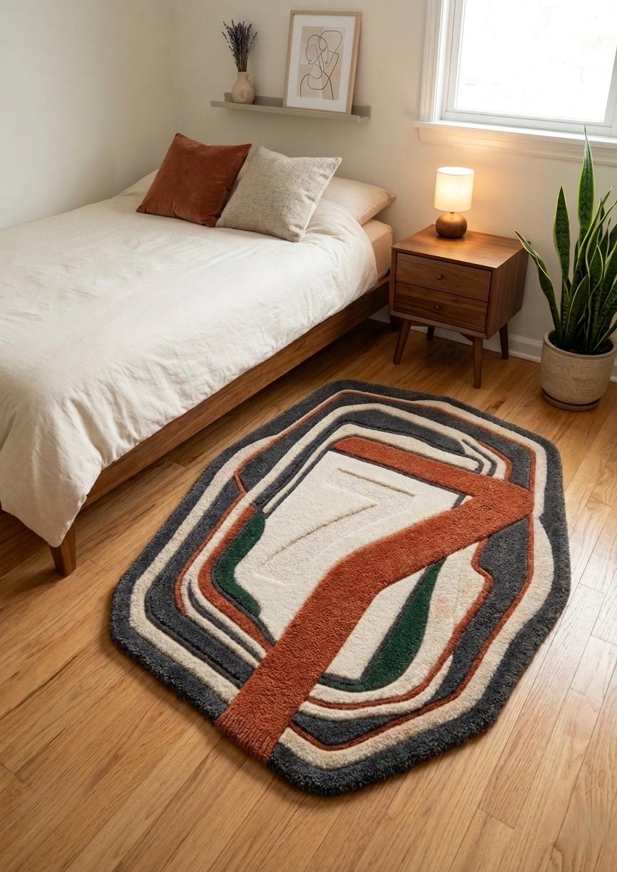 Contemporary Geometric Wool Rug – Hand Tufted Statement Area Rug – image 7