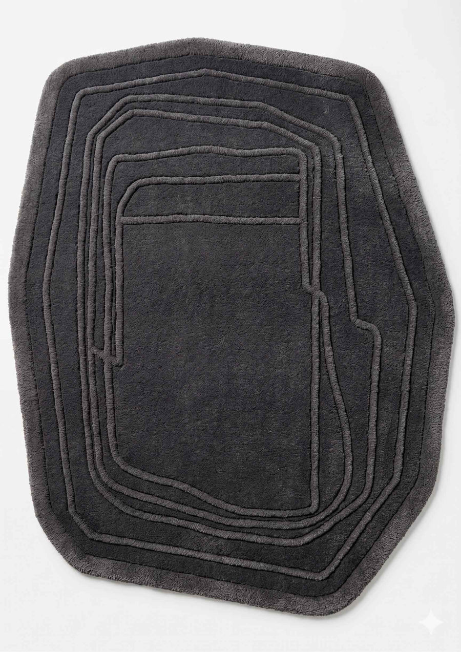 Charcoal Geometric Wool Rug – Hand Tufted Modern Designer Rug