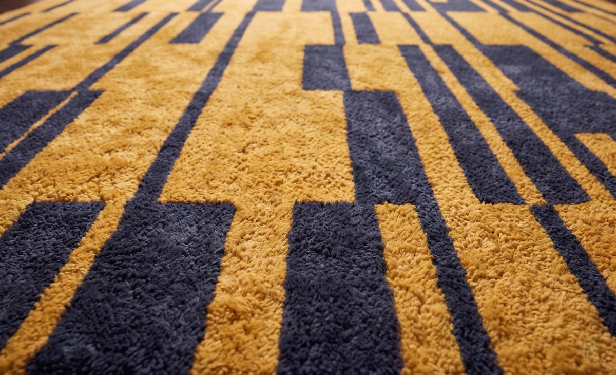 Mustard and Black Geometric Wool Rug – Hand Tufted Modern Rug – image 4