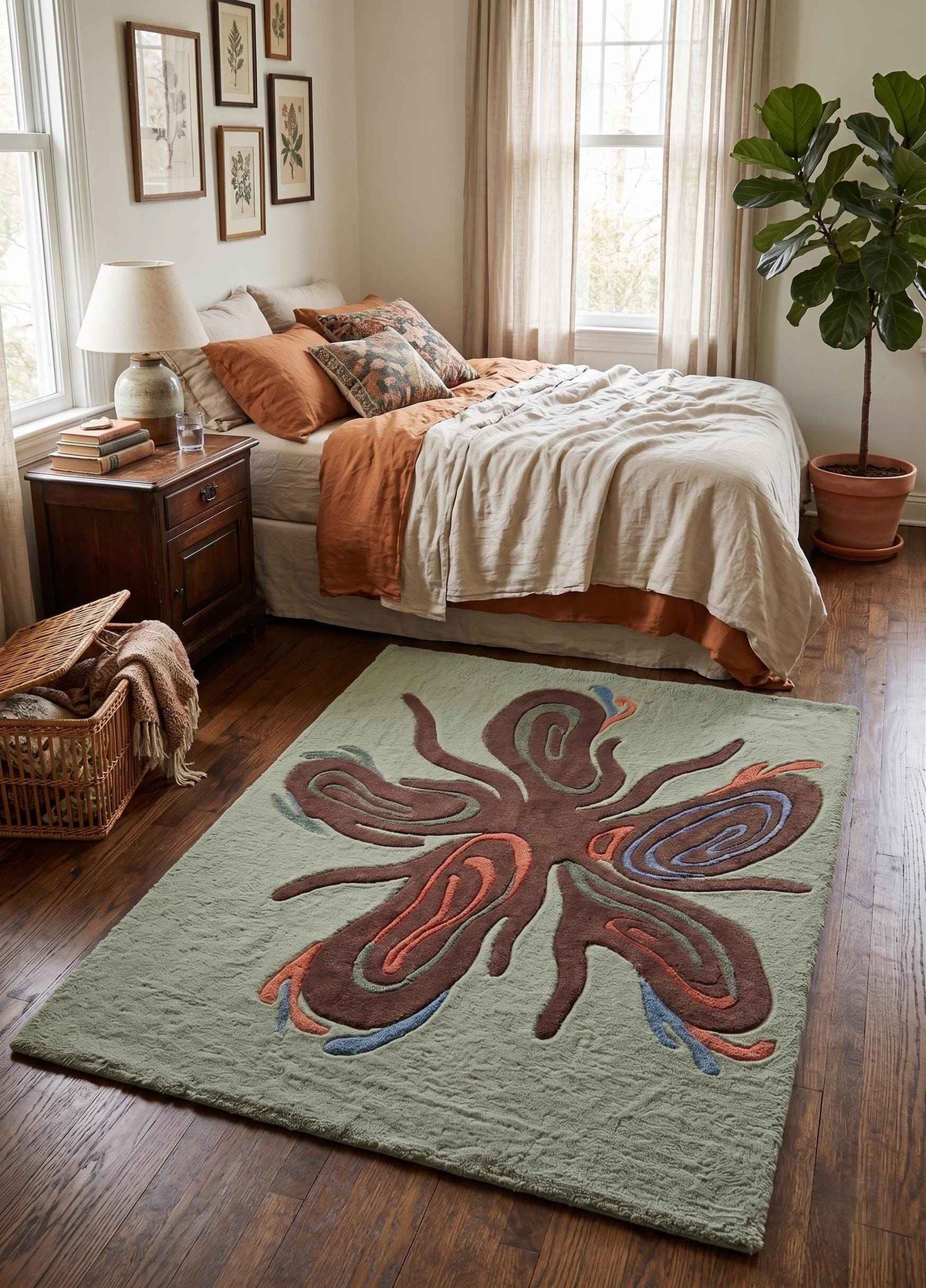 Abstract Botanical Wool Rug – Hand Tufted Scandinavian Style Rug