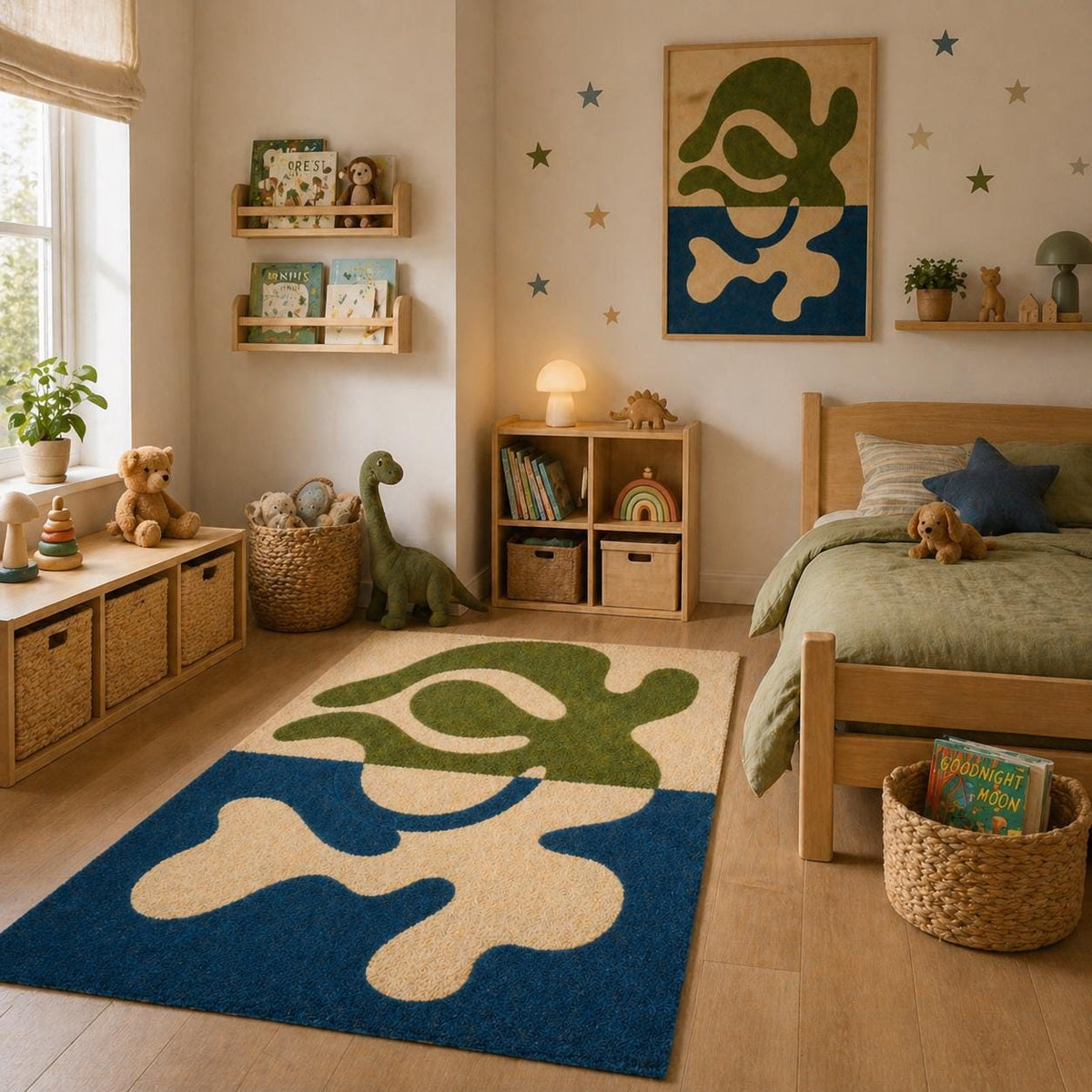 Blue Green Minimalist Wool Runner – Hand Tufted Hallway Runner Rug – image 6