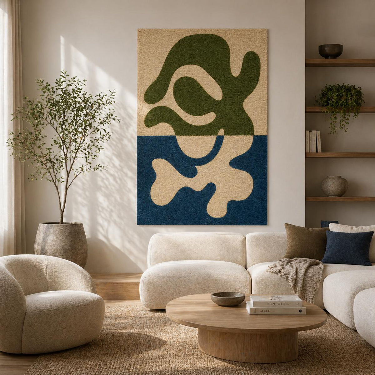 Blue Green Minimalist Wool Runner – Hand Tufted Hallway Runner Rug – image 9
