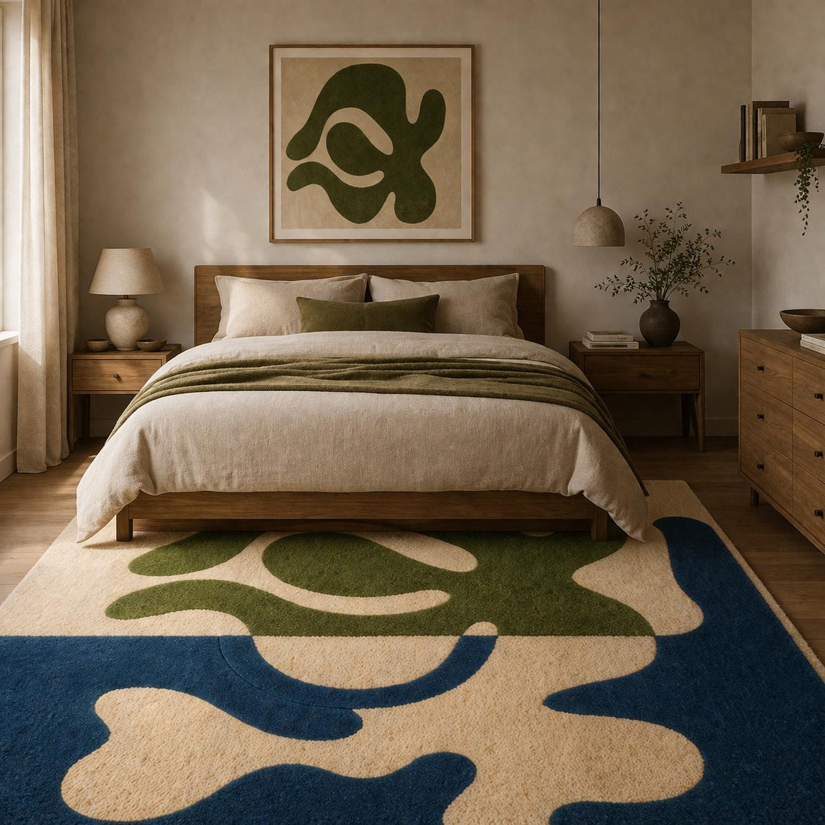 Blue Green Minimalist Wool Runner – Hand Tufted Hallway Runner Rug – image 8
