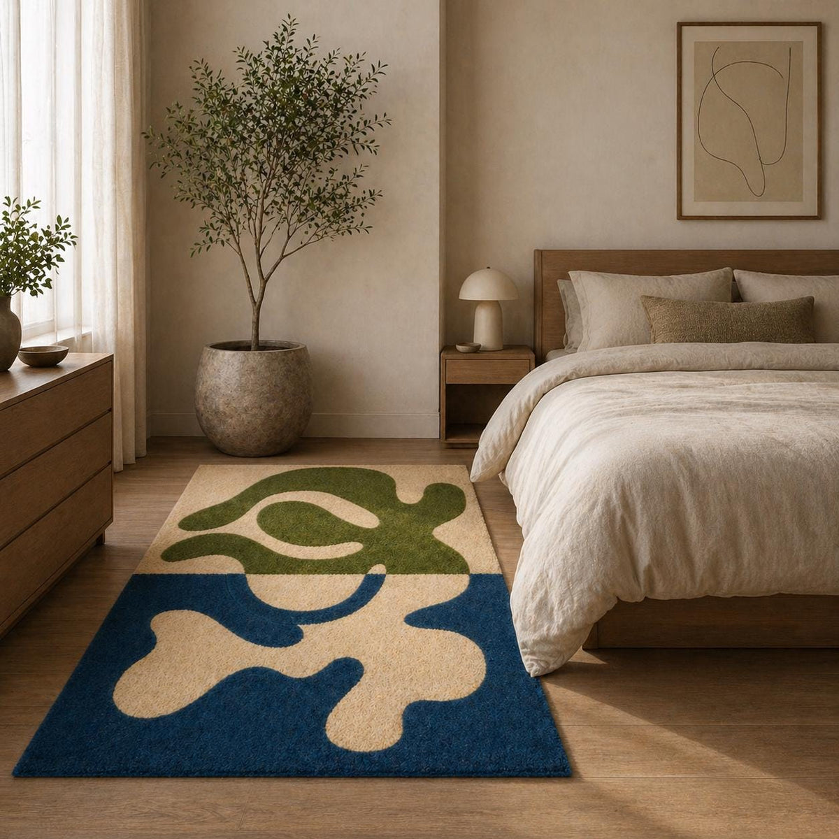 Blue Green Minimalist Wool Runner – Hand Tufted Hallway Runner Rug – image 2