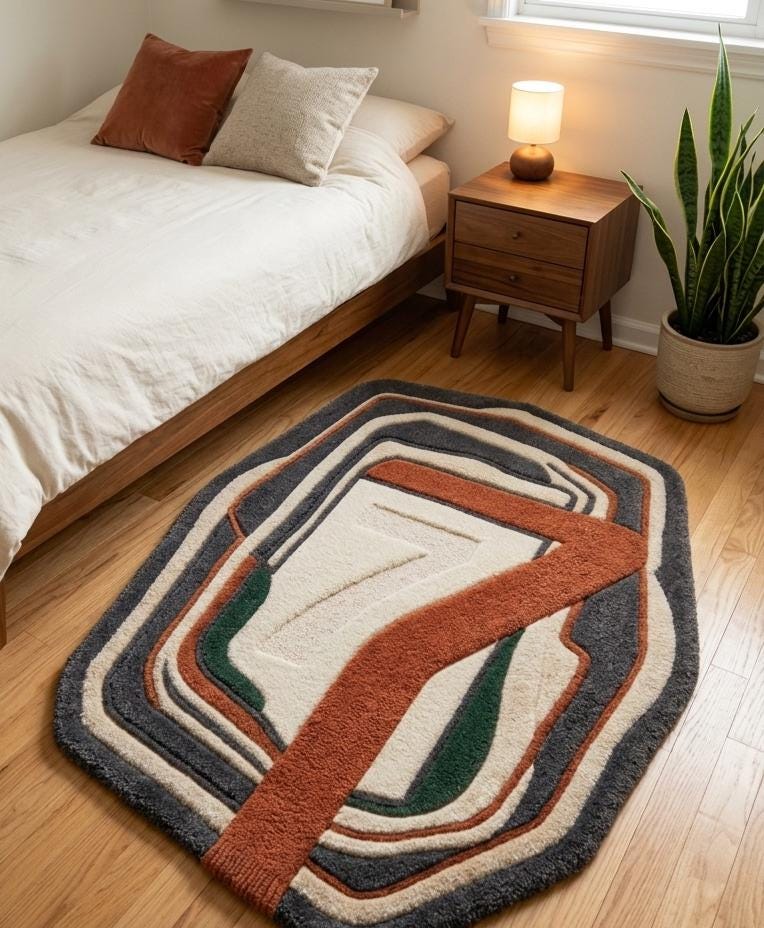 Contemporary Geometric Wool Rug – Hand Tufted Statement Area Rug – image 2