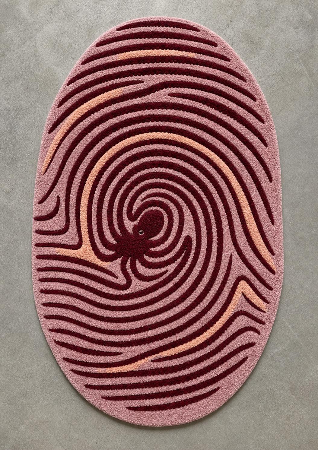 Pink Octopus Oval Rug – Hand Tufted Coastal Statement Rug – image 4
