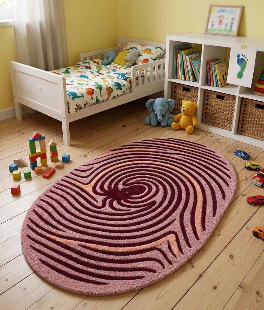 Pink Octopus Oval Rug – Hand Tufted Coastal Statement Rug