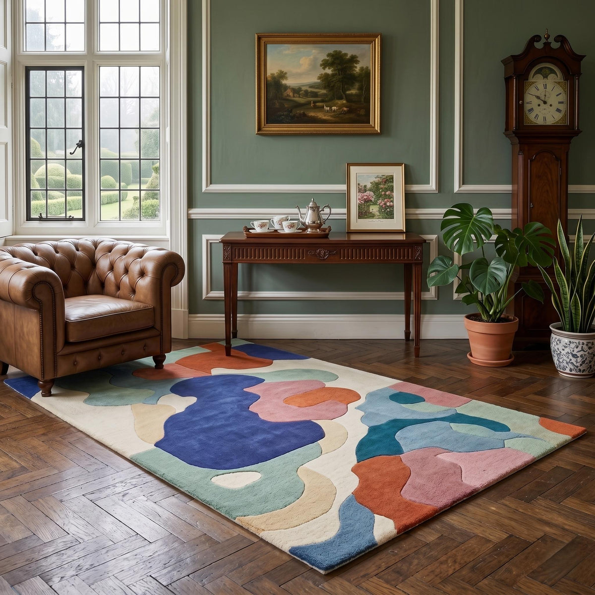Colourful Abstract Wool Rug – Hand Tufted Designer Statement Rug – image 7