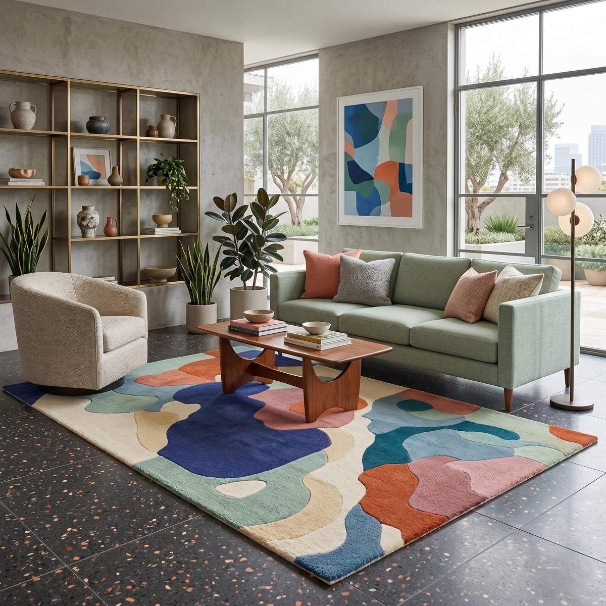 Colourful Abstract Wool Rug – Hand Tufted Designer Statement Rug – image 2