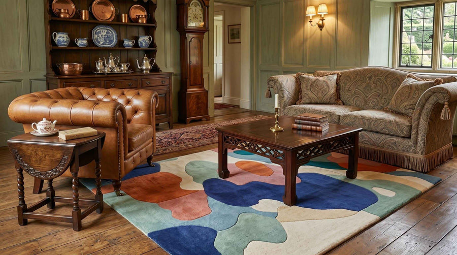 Colourful Abstract Wool Rug – Hand Tufted Designer Statement Rug