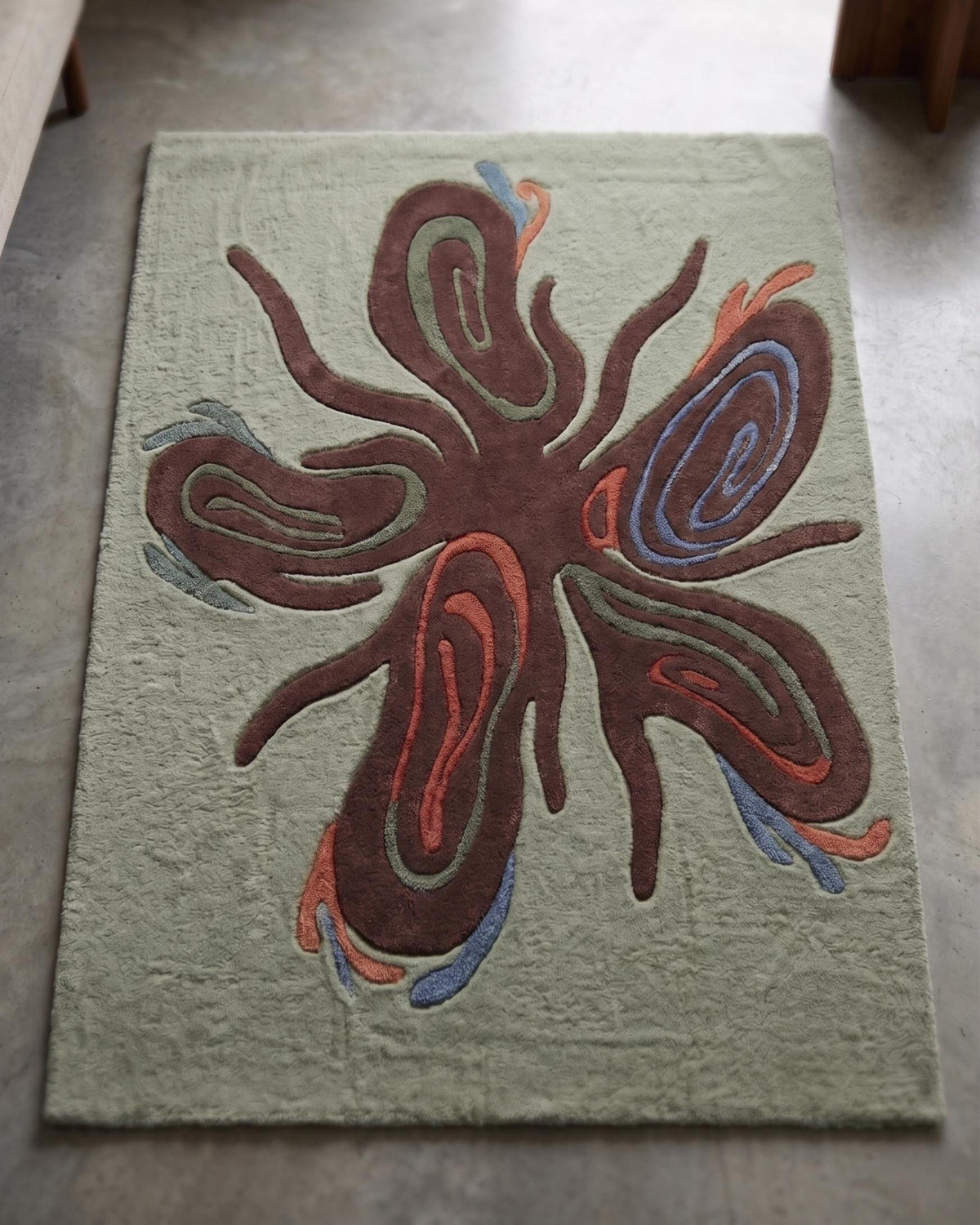 Abstract Botanical Wool Rug – Hand Tufted Scandinavian Style Rug – image 1