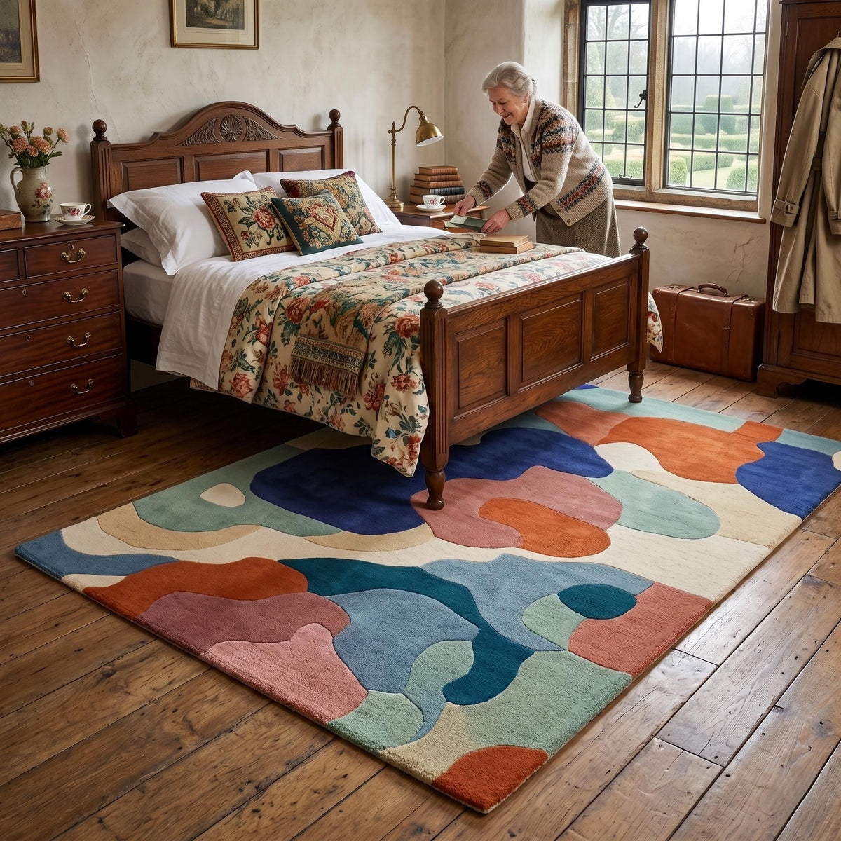 Colourful Abstract Wool Rug – Hand Tufted Designer Statement Rug – image 6