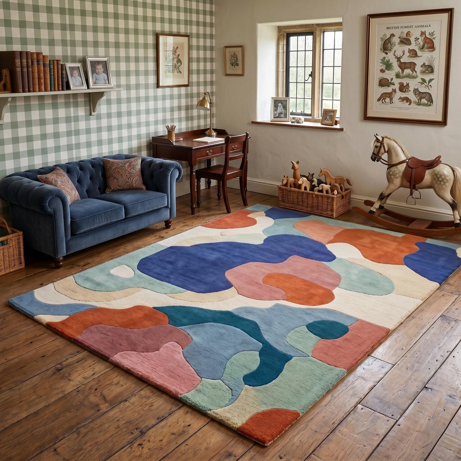 Colourful Abstract Wool Rug – Hand Tufted Designer Statement Rug – image 5