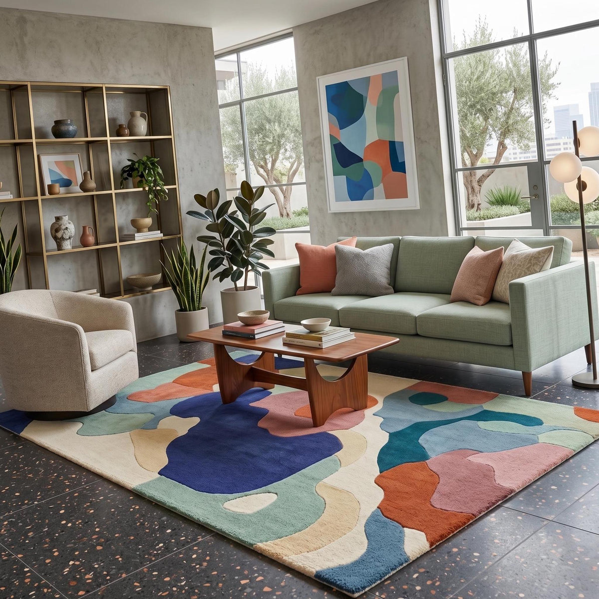Colourful Abstract Wool Rug – Hand Tufted Designer Statement Rug – image 8