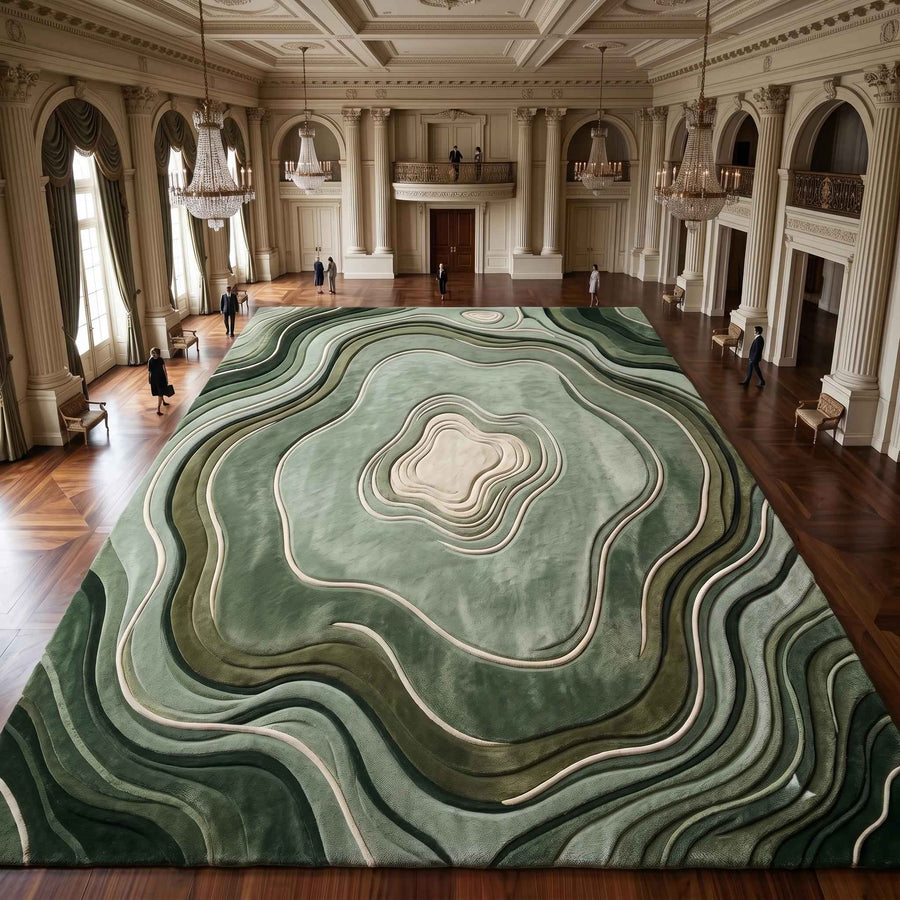Sage Green Moss Botanical Rug – Hand Tufted Nature Inspired Rug