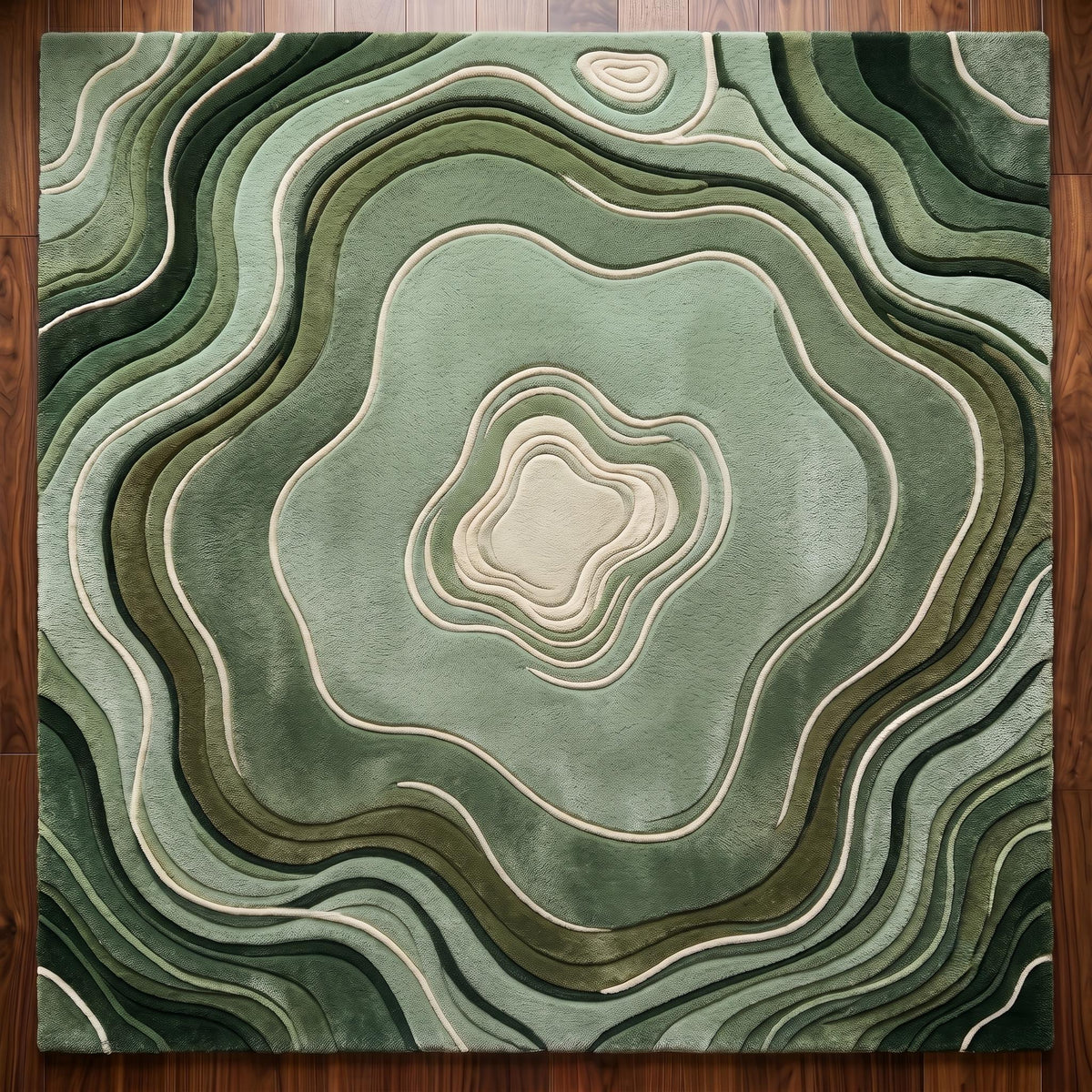 Sage Green Moss Botanical Rug – Hand Tufted Nature Inspired Rug – image 8