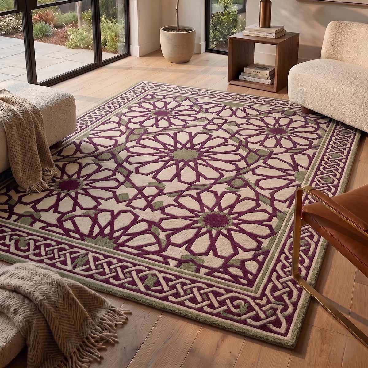 Floral Star Geometric Rug – Hand Tufted Designer Area Rug – image 1