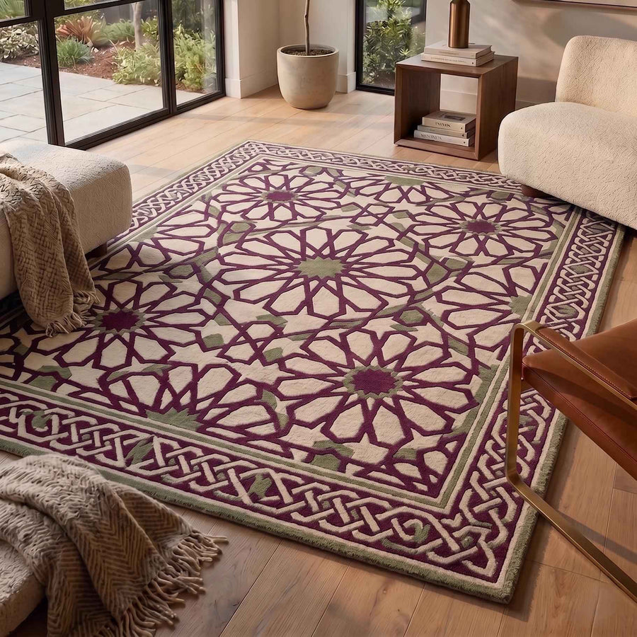Floral Star Geometric Rug – Hand Tufted Designer Area Rug