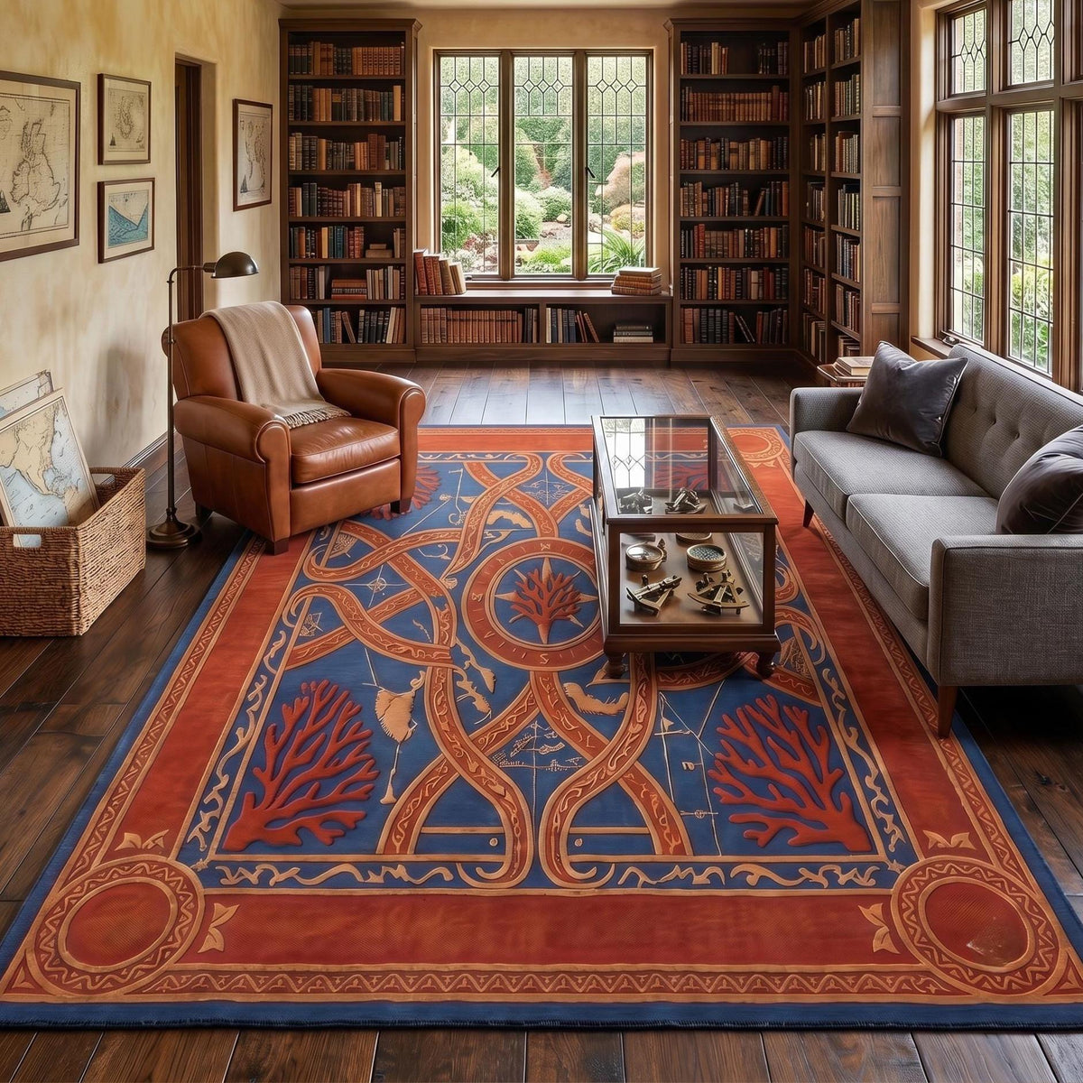 Celtic Knot Wool Rug – Hand Tufted Coastal Study and Library Rug – image 1