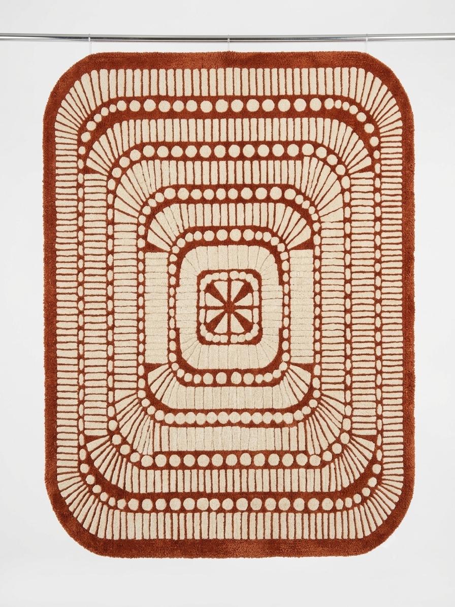 Terracotta Geometric Wool Rug – Hand Tufted Japandi Style Rug – image 5
