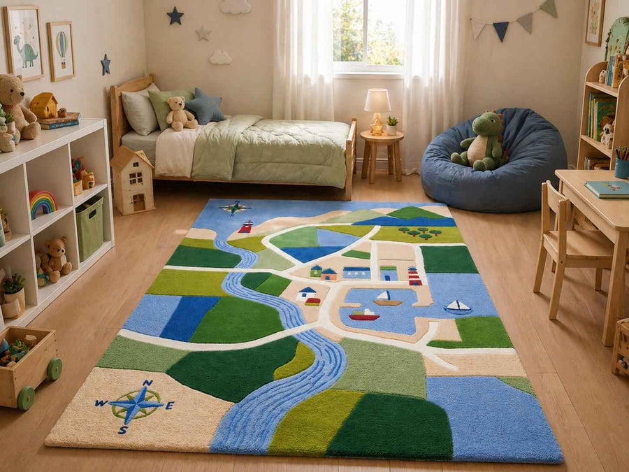 Modern Statement Wool Rug for Kids' Rooms – Hand Tufted Play Rug