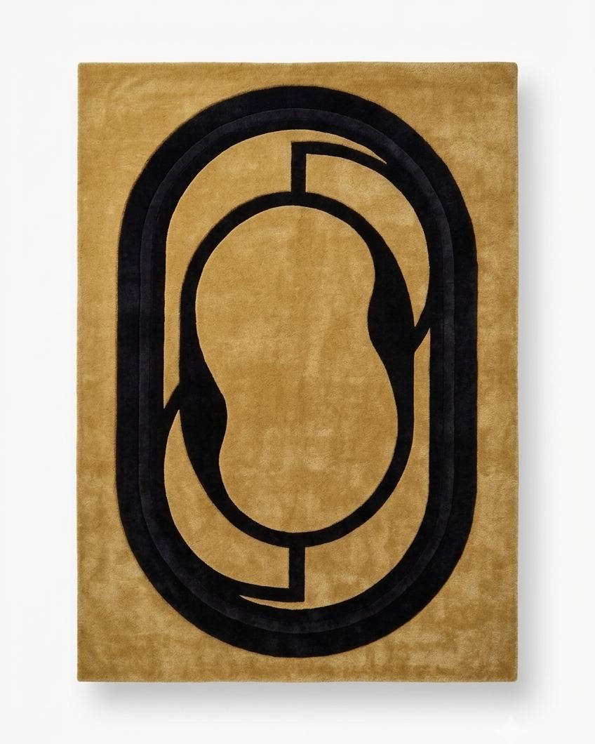 Gold Geometric Wool Rug – Hand Tufted Mid Century Modern Rug – image 6
