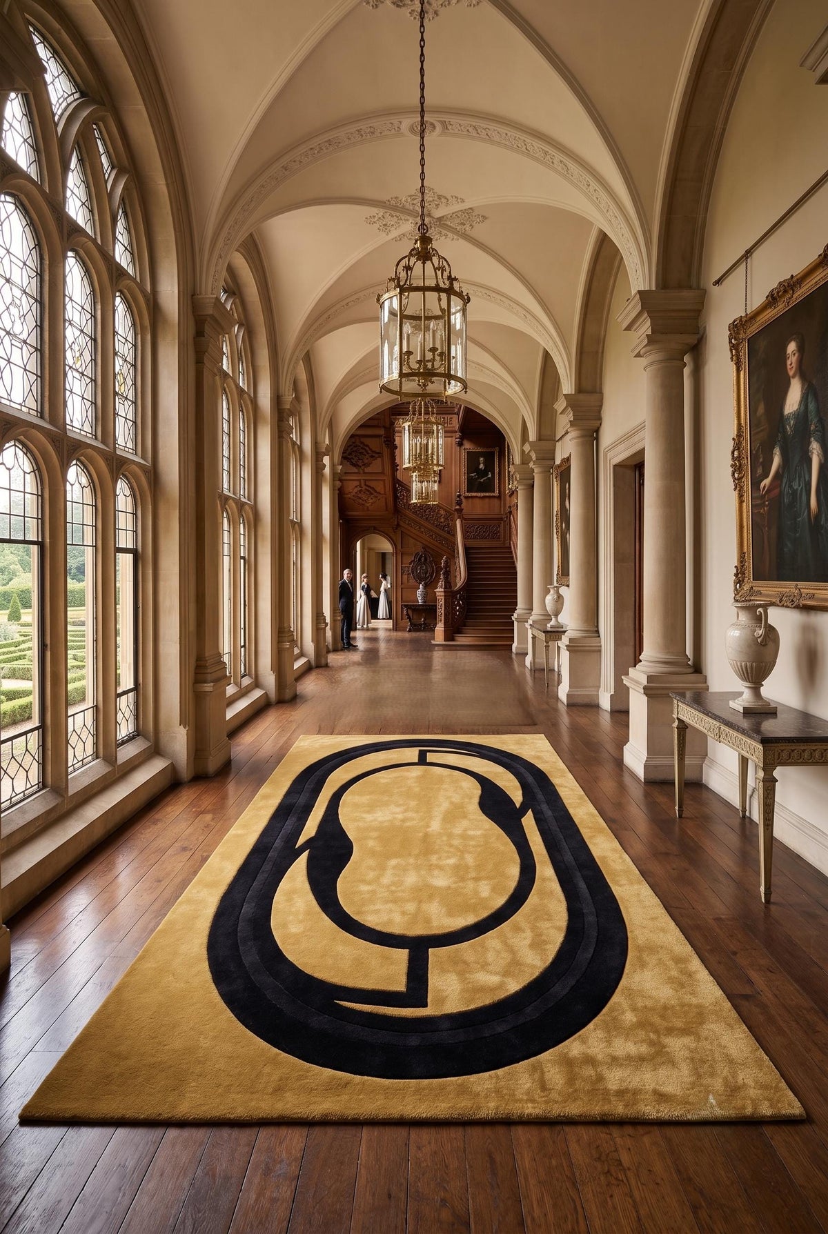 Gold Geometric Wool Rug – Hand Tufted Mid Century Modern Rug – image 10