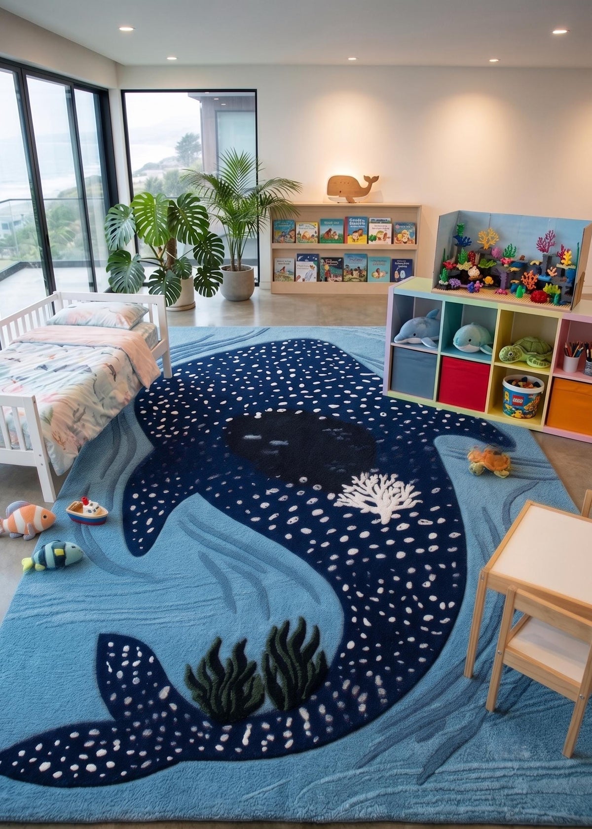 Whale Shark Ocean Rug – Hand Tufted Coastal Kids' Wool Rug – image 7