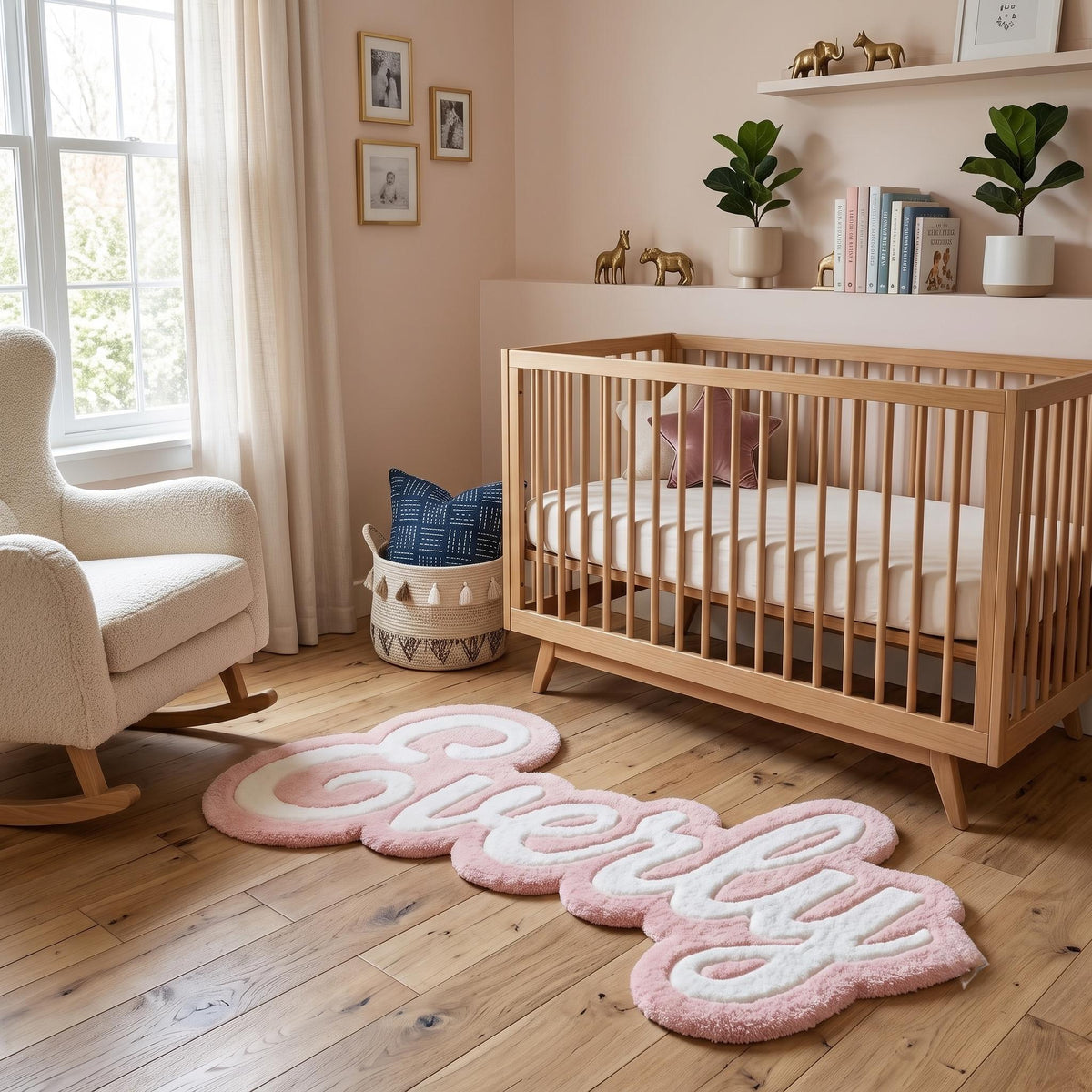 Pink Script Name Rug – Hand Tufted Personalised Nursery Wool Rug – image 3