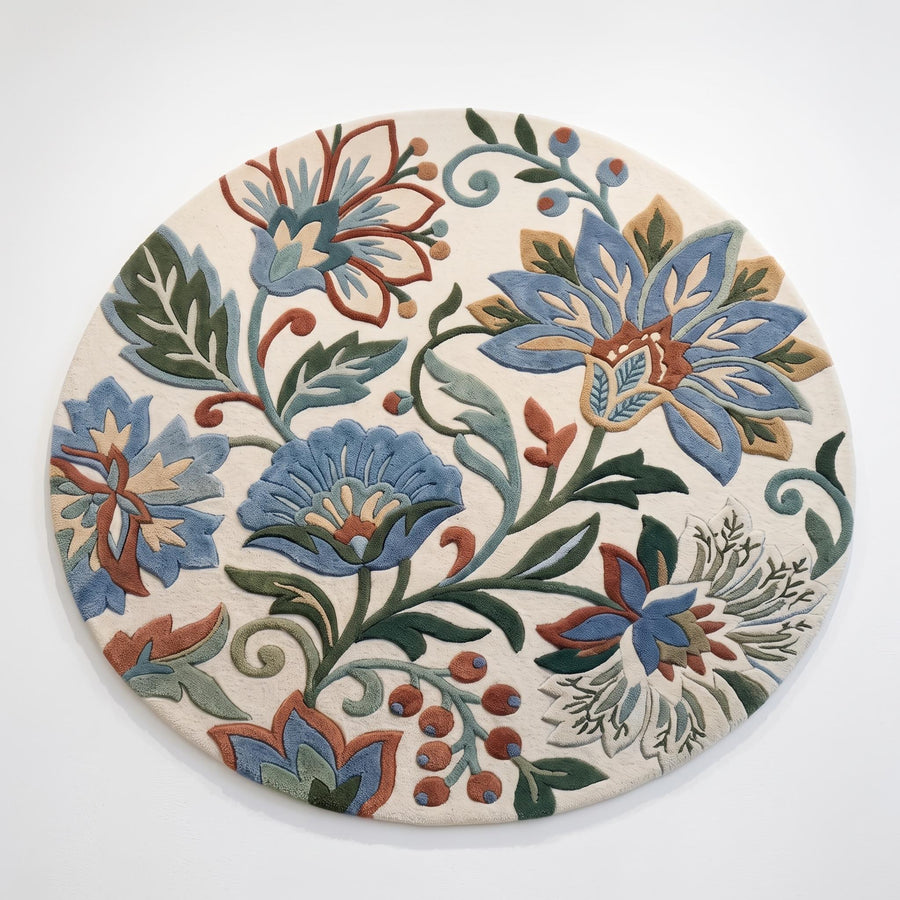Botanical Medallion Round Rug – Hand Tufted Luxury Wool Rug – image 5