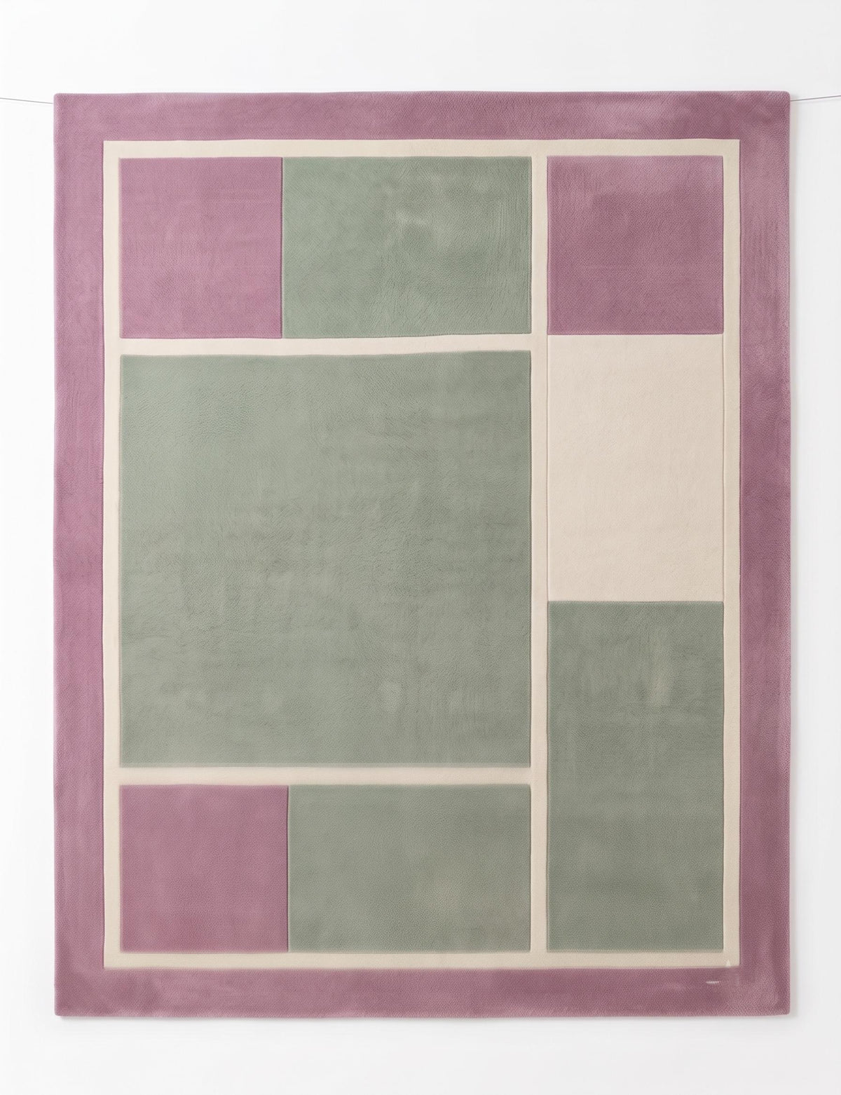 Sage Green Geometric Wool Rug – Hand Tufted Modern Living Room Rug – image 5