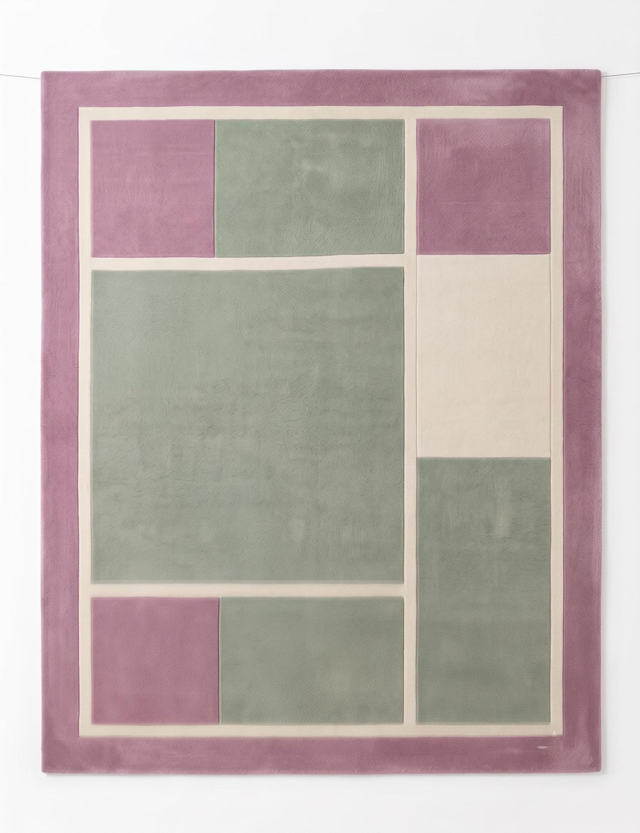 Sage Green Geometric Wool Rug – Hand Tufted Modern Living Room Rug – image 5
