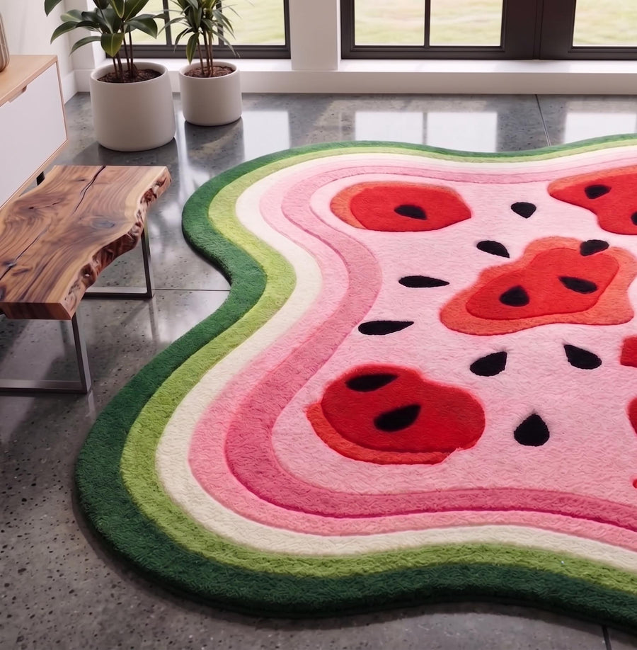 Watermelon Organic Shape Rug – Hand Tufted Fruit Wool Rug – image 3