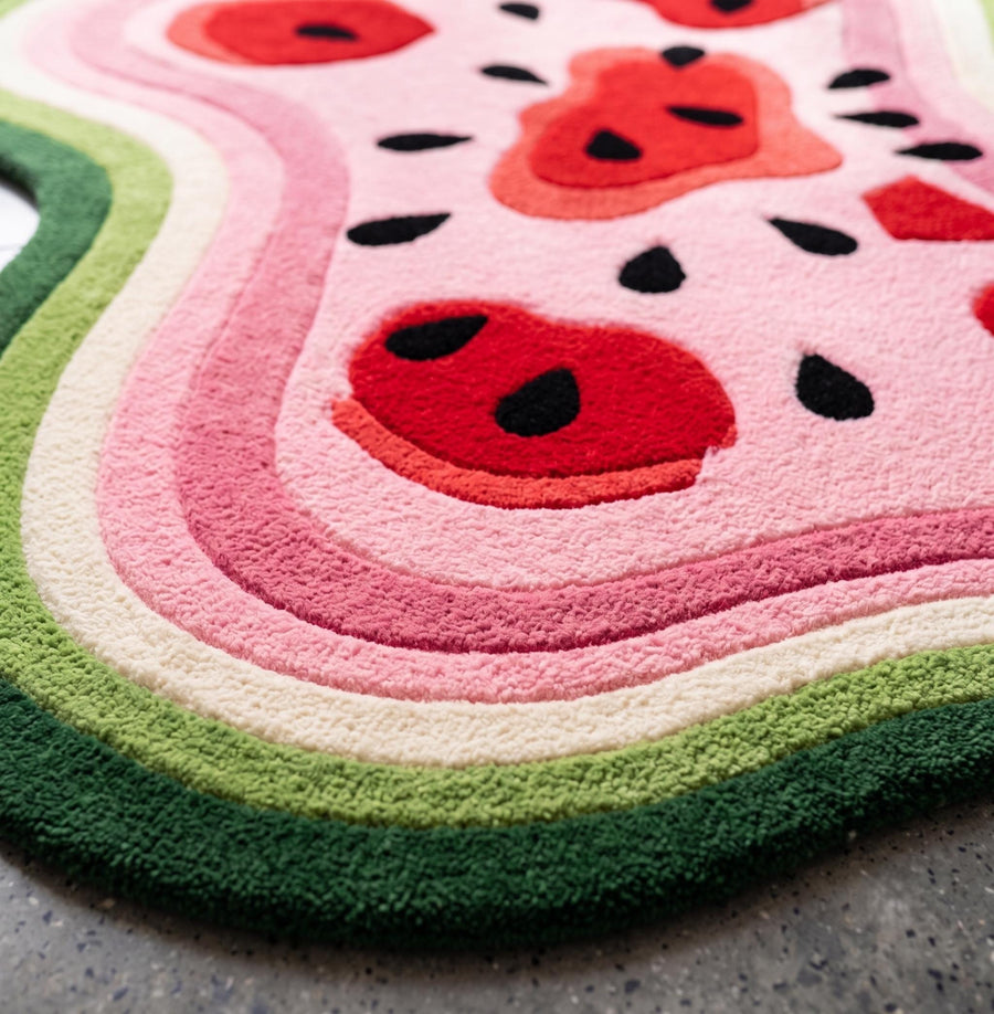 Watermelon Organic Shape Rug – Hand Tufted Fruit Wool Rug – image 2