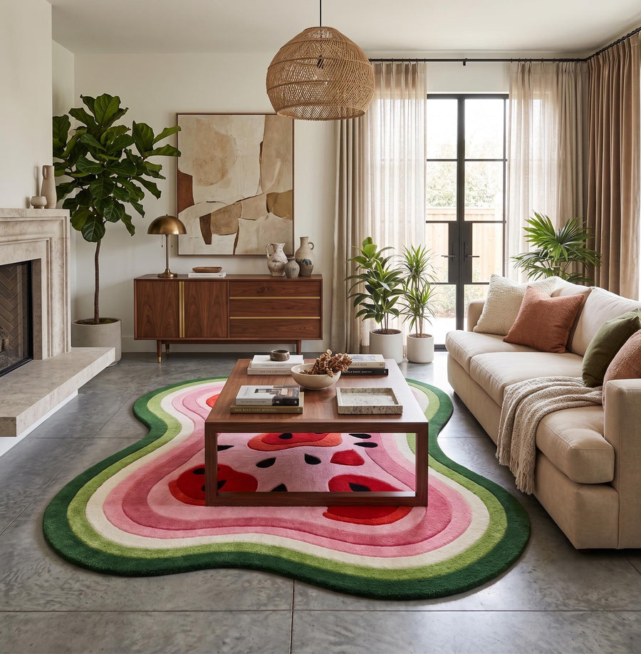 Watermelon Organic Shape Rug – Hand Tufted Fruit Wool Rug – image 5