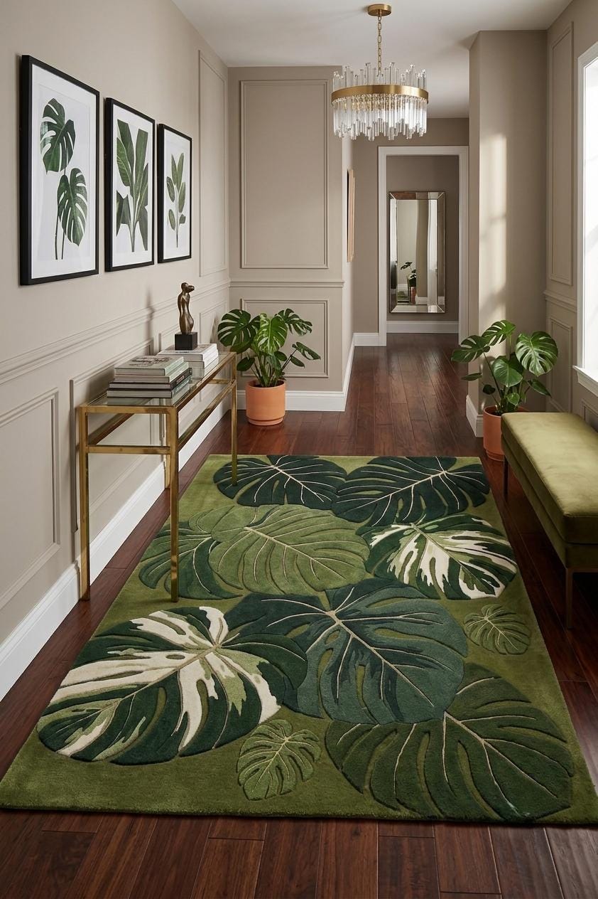 Monstera Leaf Wool Rug – Hand Tufted 3D Carved Tropical Rug – image 7