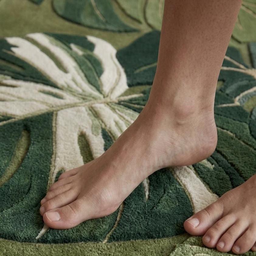 Monstera Leaf Wool Rug – Hand Tufted 3D Carved Tropical Rug – image 8