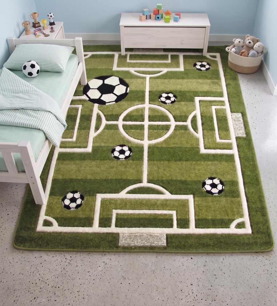 Football Pitch Rug – Hand Tufted Wool Kids' Playroom Rug – image 4