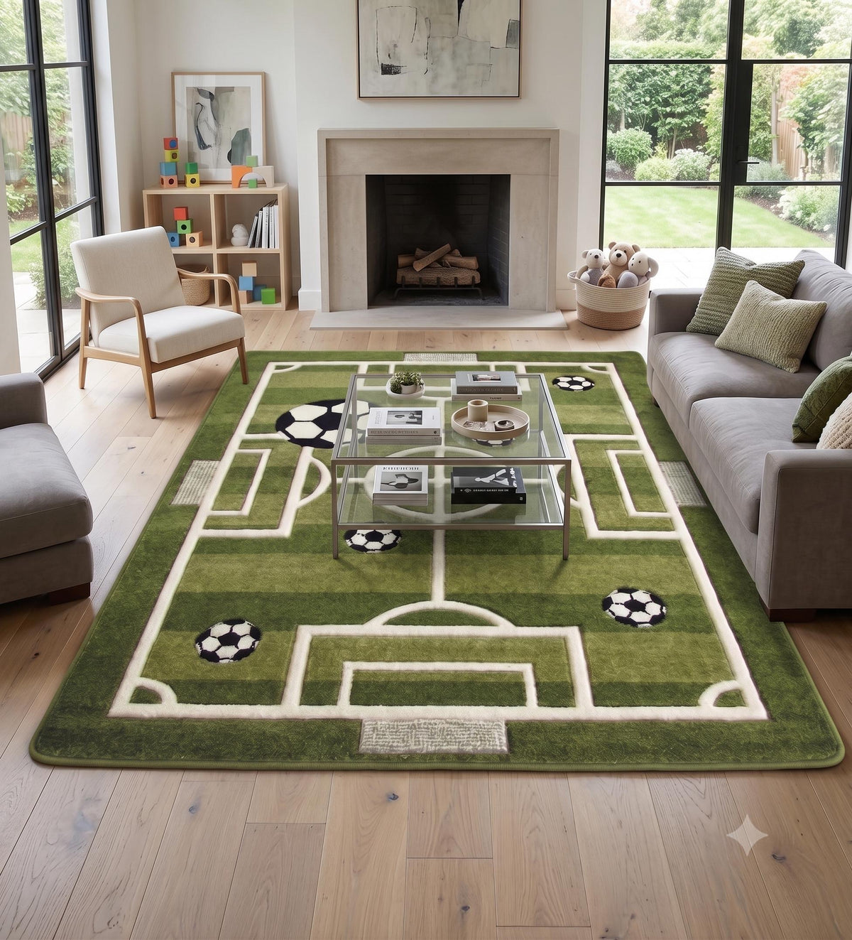Football Pitch Rug – Hand Tufted Wool Kids' Playroom Rug – image 2