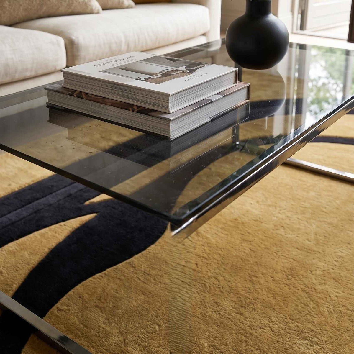 Gold Geometric Wool Rug – Hand Tufted Mid Century Modern Rug – image 4